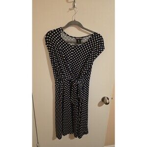 Paper Doll Midi Dress Womens Medium Blue White Polka Dots Sundress Shower Church